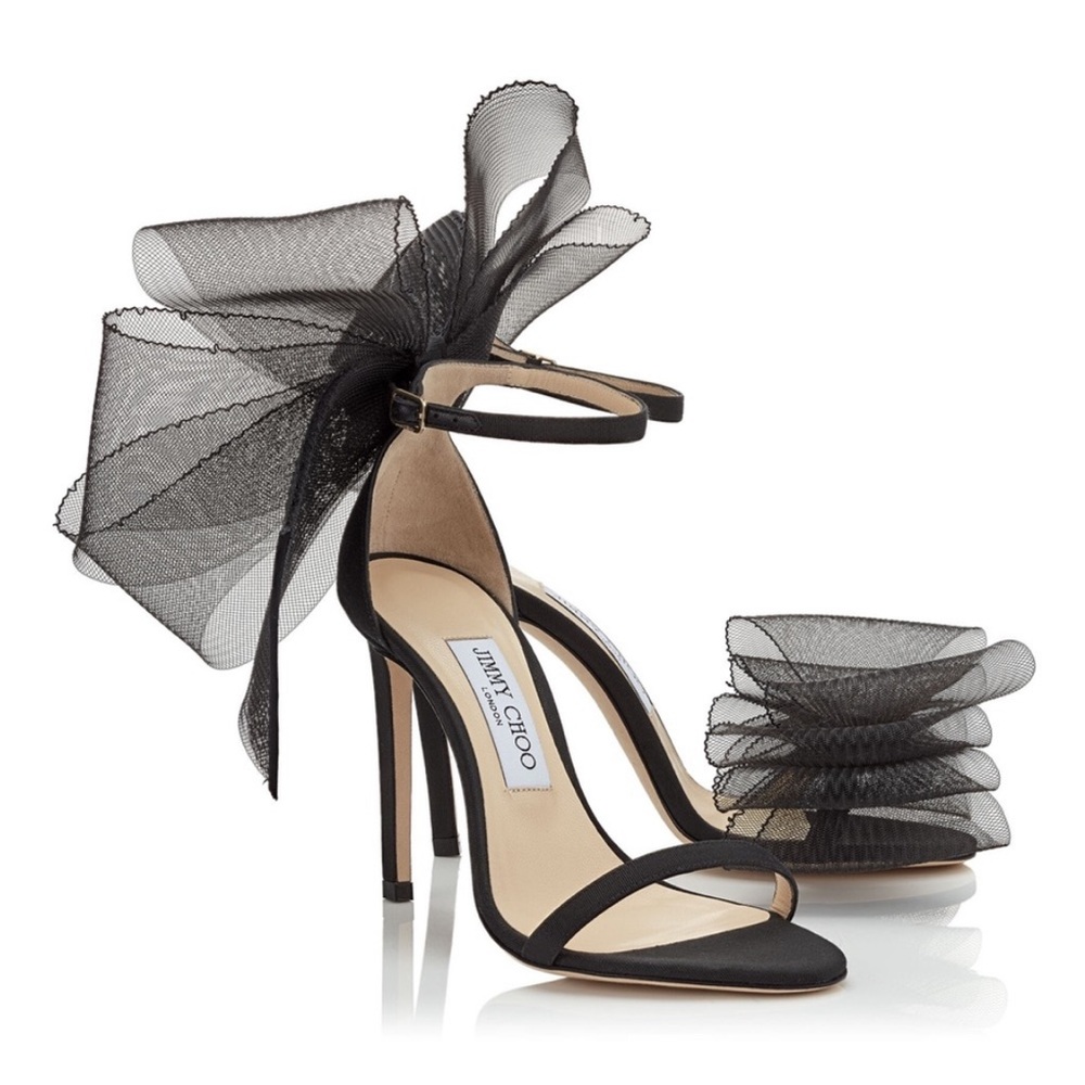 New Jimmy Choo Aveline 100 Mesh Fascinator Bows 38.5 $1,175 - Picture 7 of 16